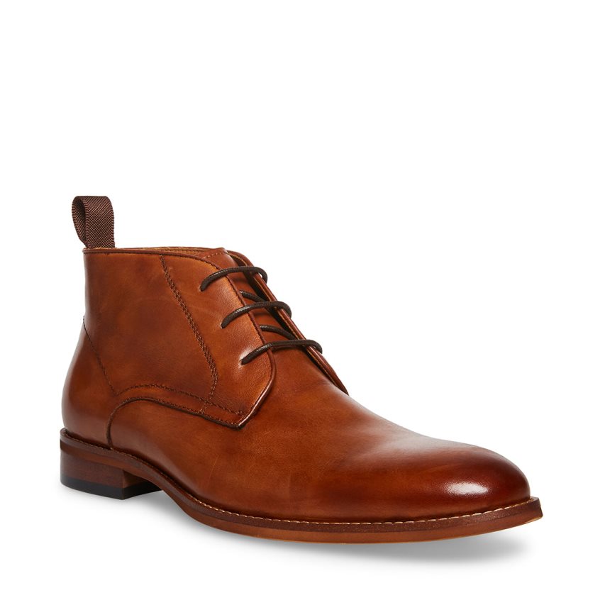 Brown Steve Madden Favien Leather Men's Derby Shoes | PH 0427WQM